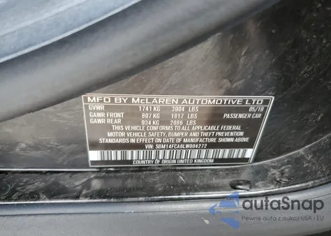 2020 Mclaren Automotive 720S из США, поврежденный, VIN SBM14FCA6LW004272